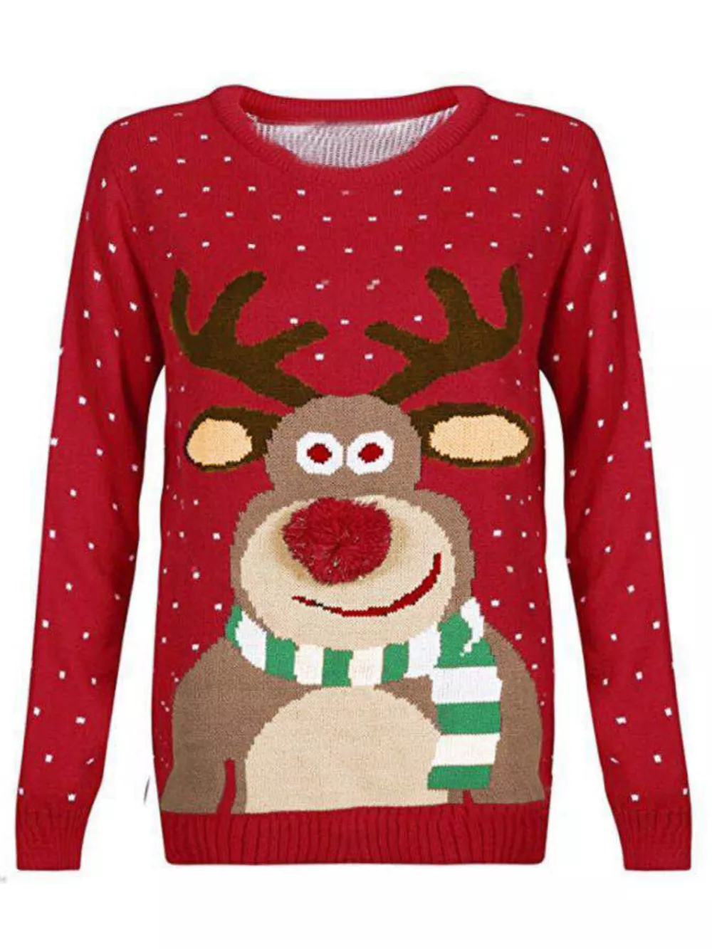 Christmas Reindeer Graphic Round Neck Sweater, image 4