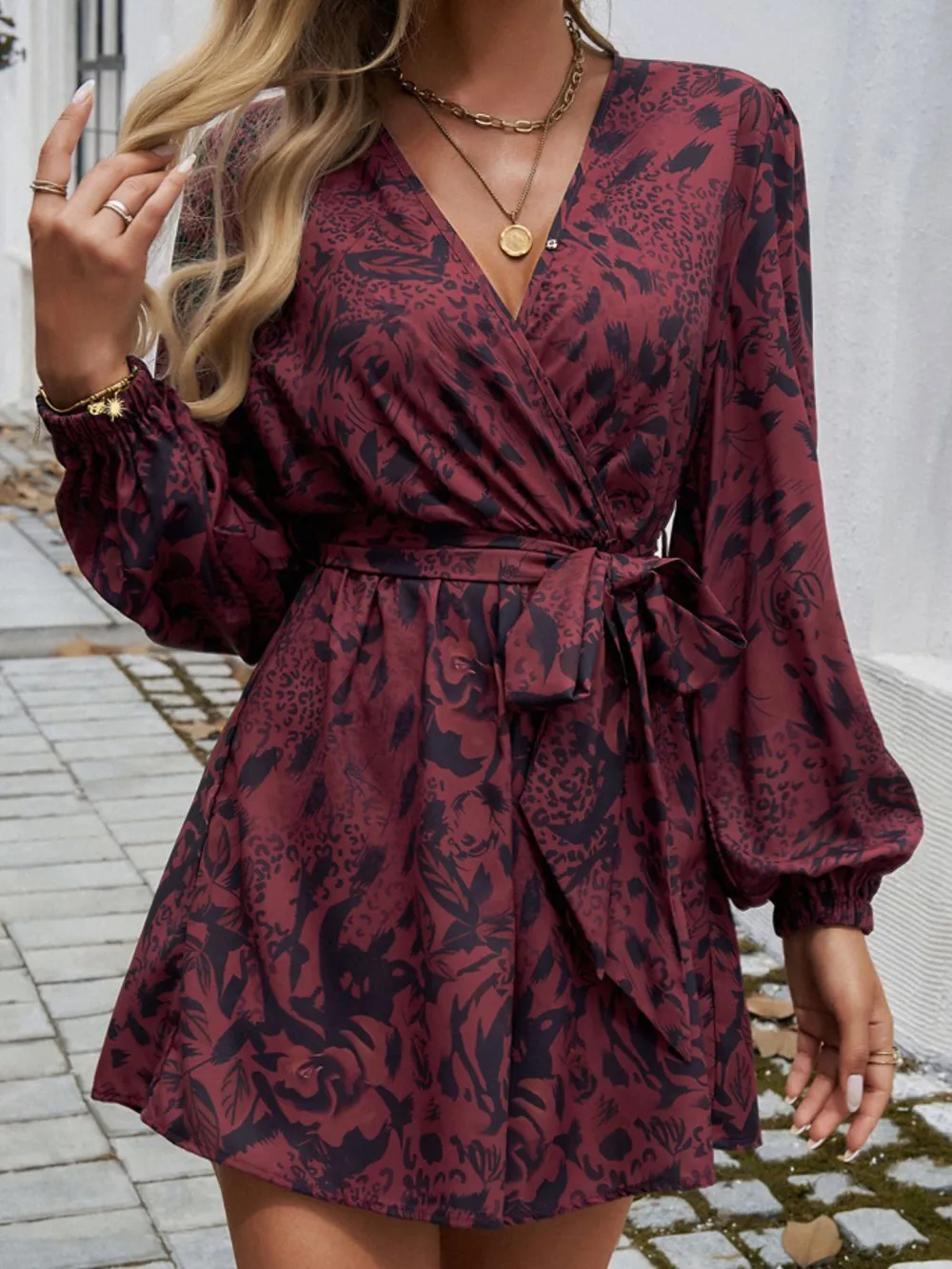 Tied Surplice Long Sleeve Romper, image 9