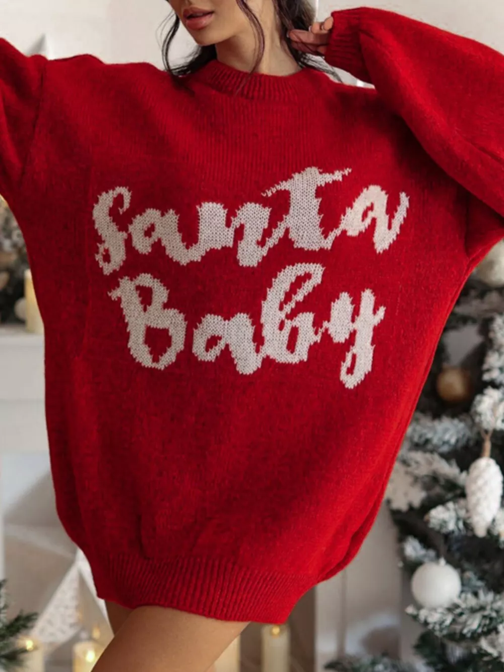 Christmas Letter Oversized Sweater Dress, image 7