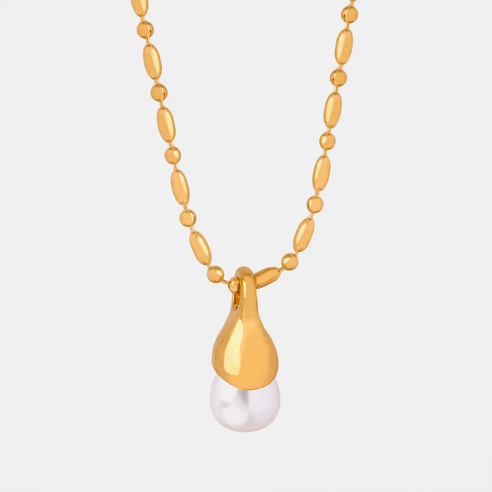 Titanium Steel Pearl Pendant Necklace, image 6