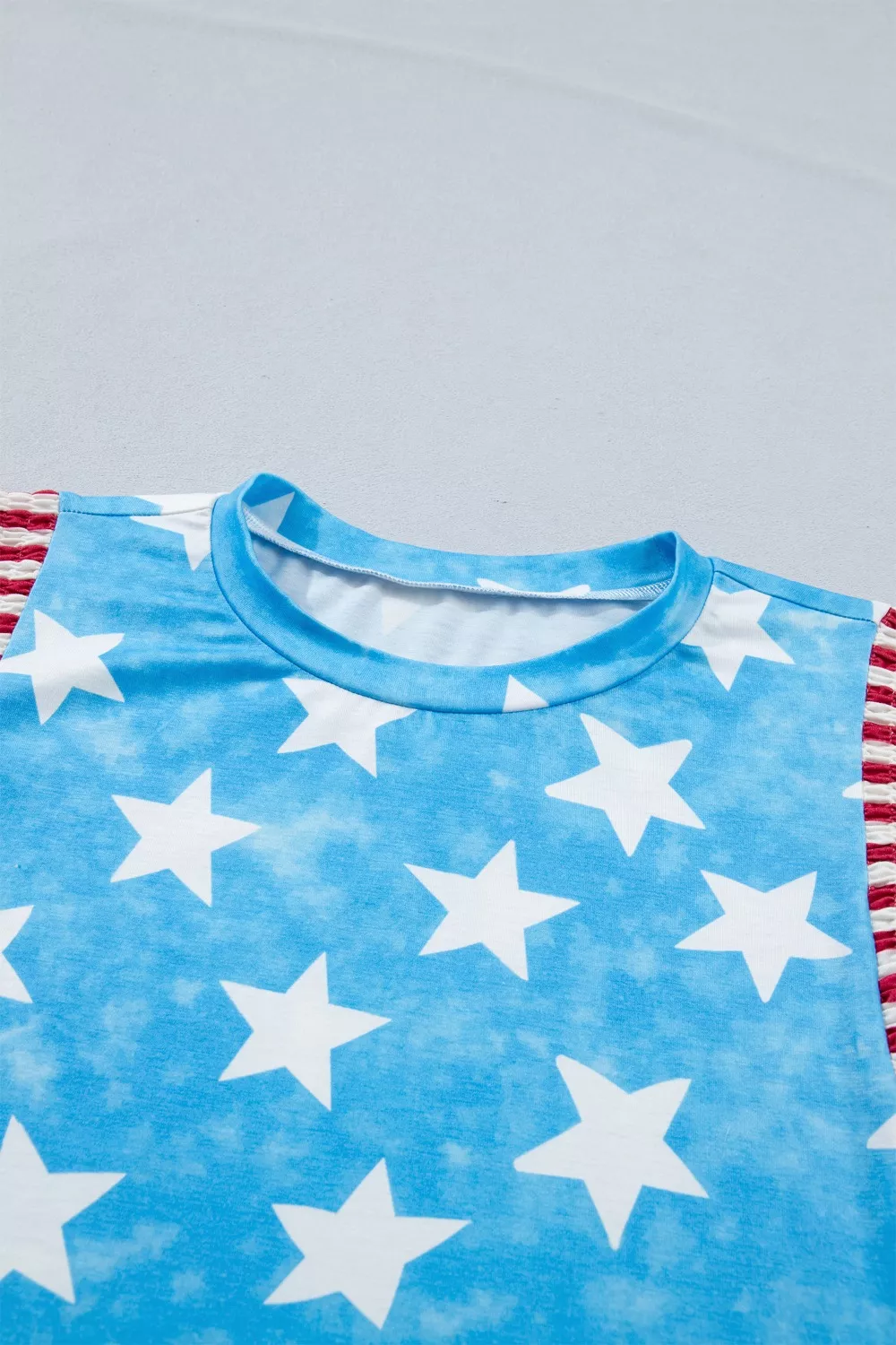 Vintage Star Print Striped Ruffle Sleeve Independence Day Top, image 7