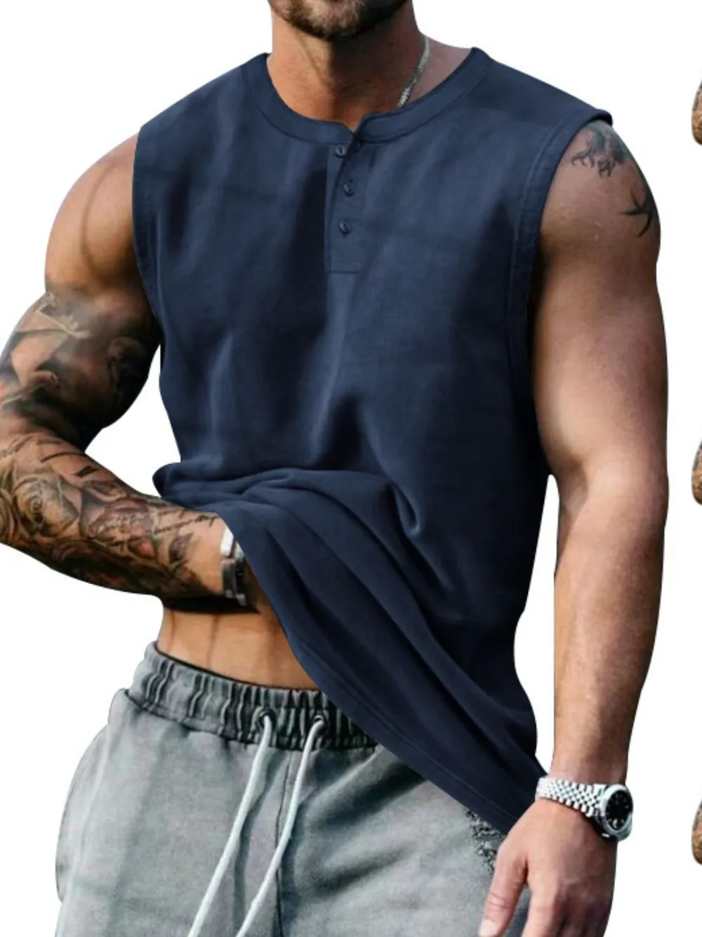 Men's Plus Size Round Neck Tank, image 7