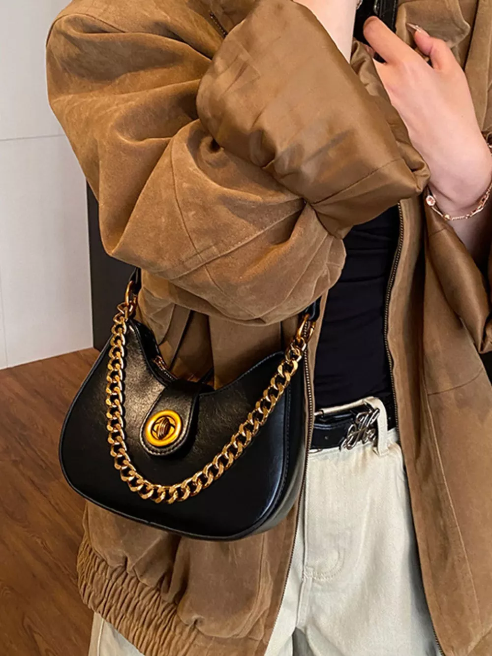 Chain Accent Shoulder Bag, image 2