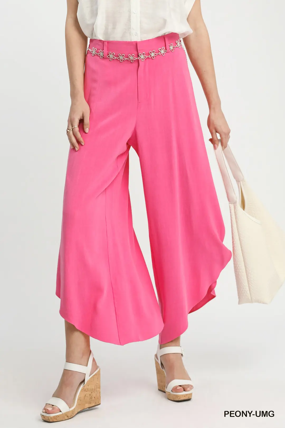 Flowy Asymmetrical Hem Wide Leg Pants