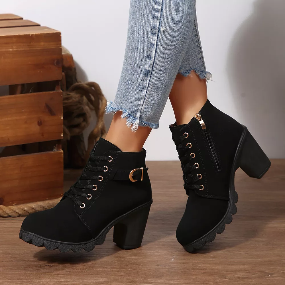 Lace Up Block Heels Boots, image 9