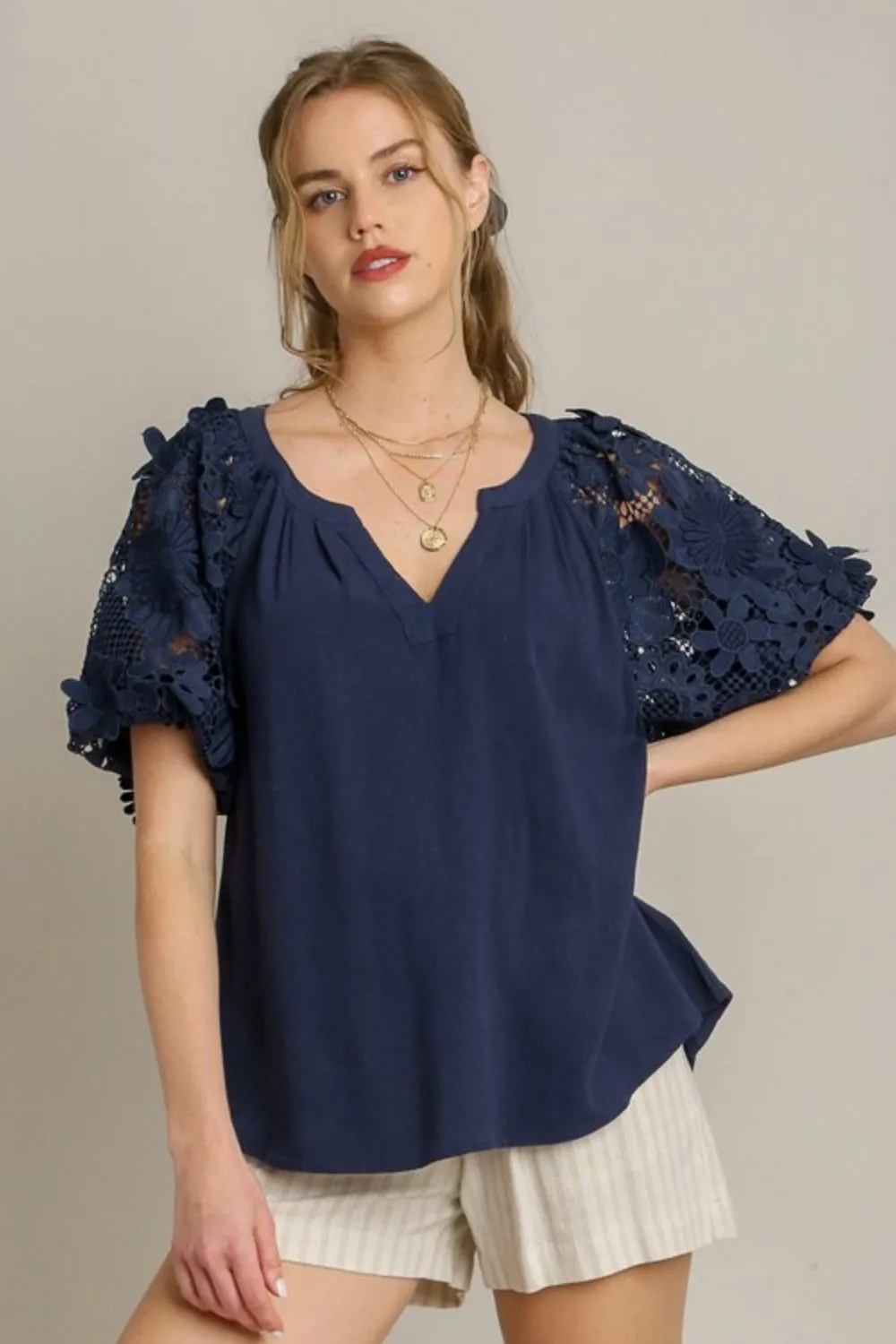 Full Size French Terry Boxy Cut Top with 3D Floral Sleeve Plus Size