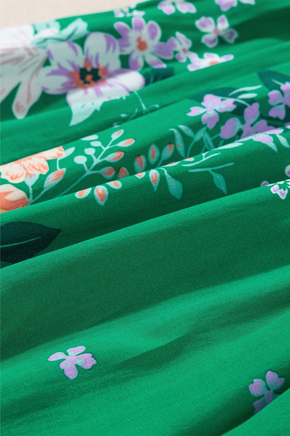 Floral Print Bubble Sleeve Smocked Tiered Midi Dress, image 5