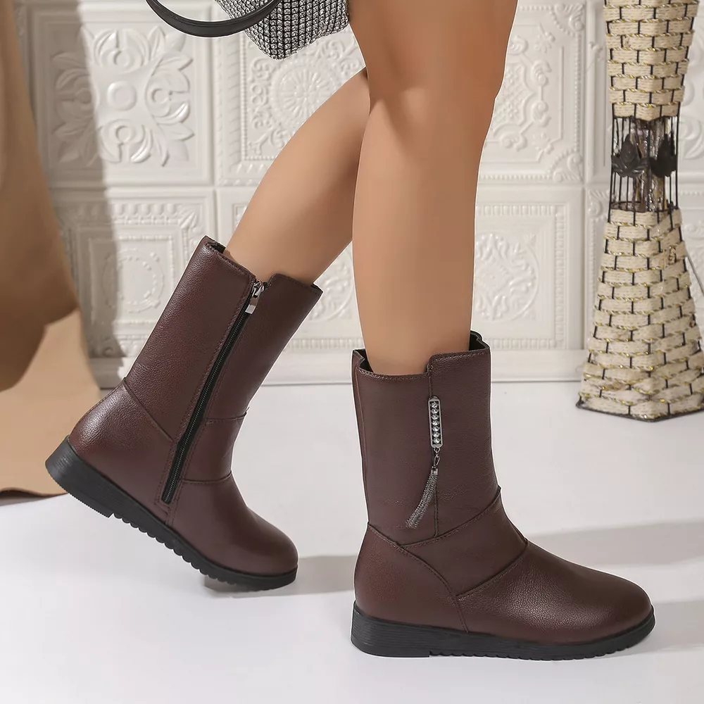 Round Toe Side Zip Boots, image 6
