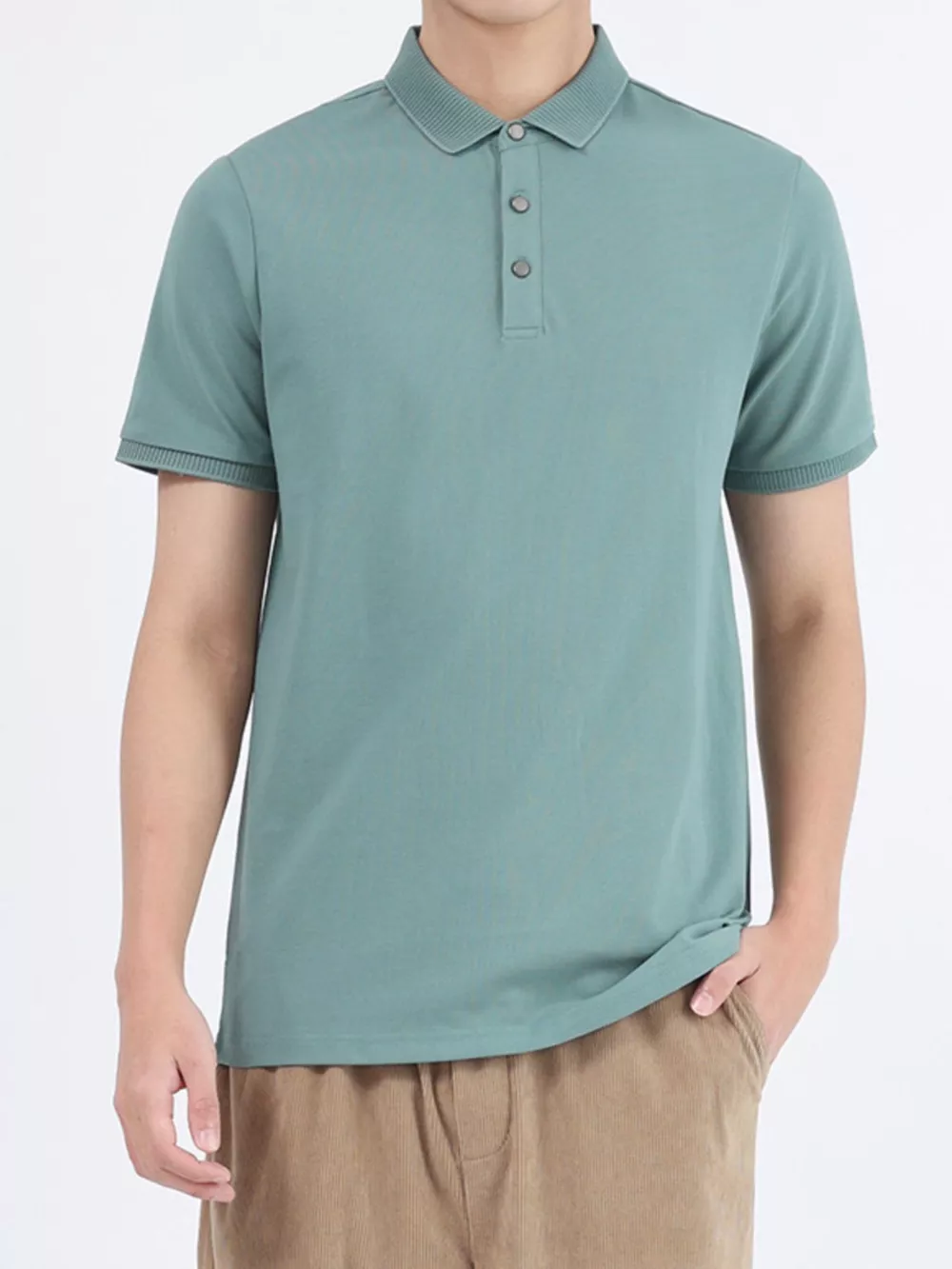 Men's Plus Size Button Detail Short Sleeve Polo, image 7