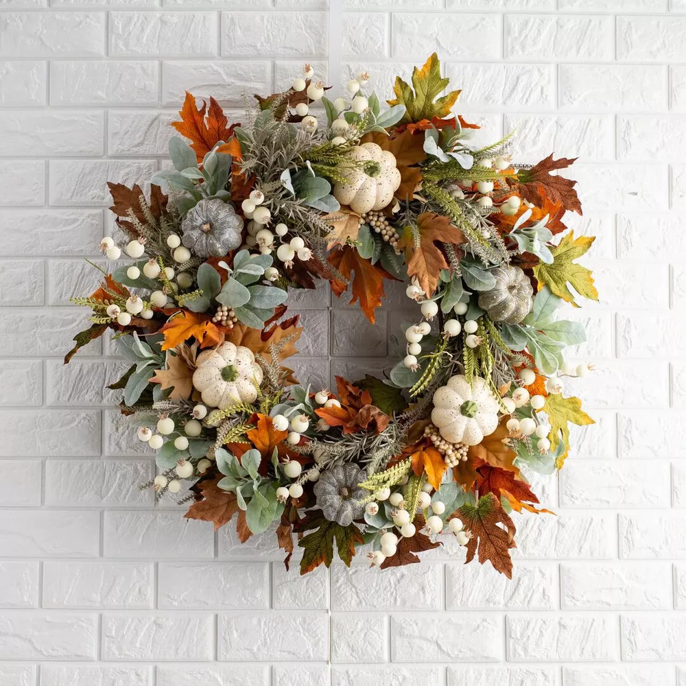 Autumn Pumpkins Decorative Wreath, image 2