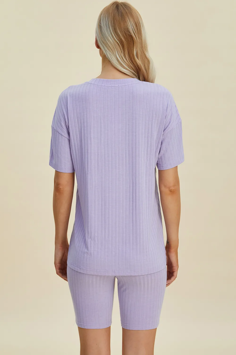 Full Size Ribbed V-Neck Short Sleeve Top and Shorts Set, image 8