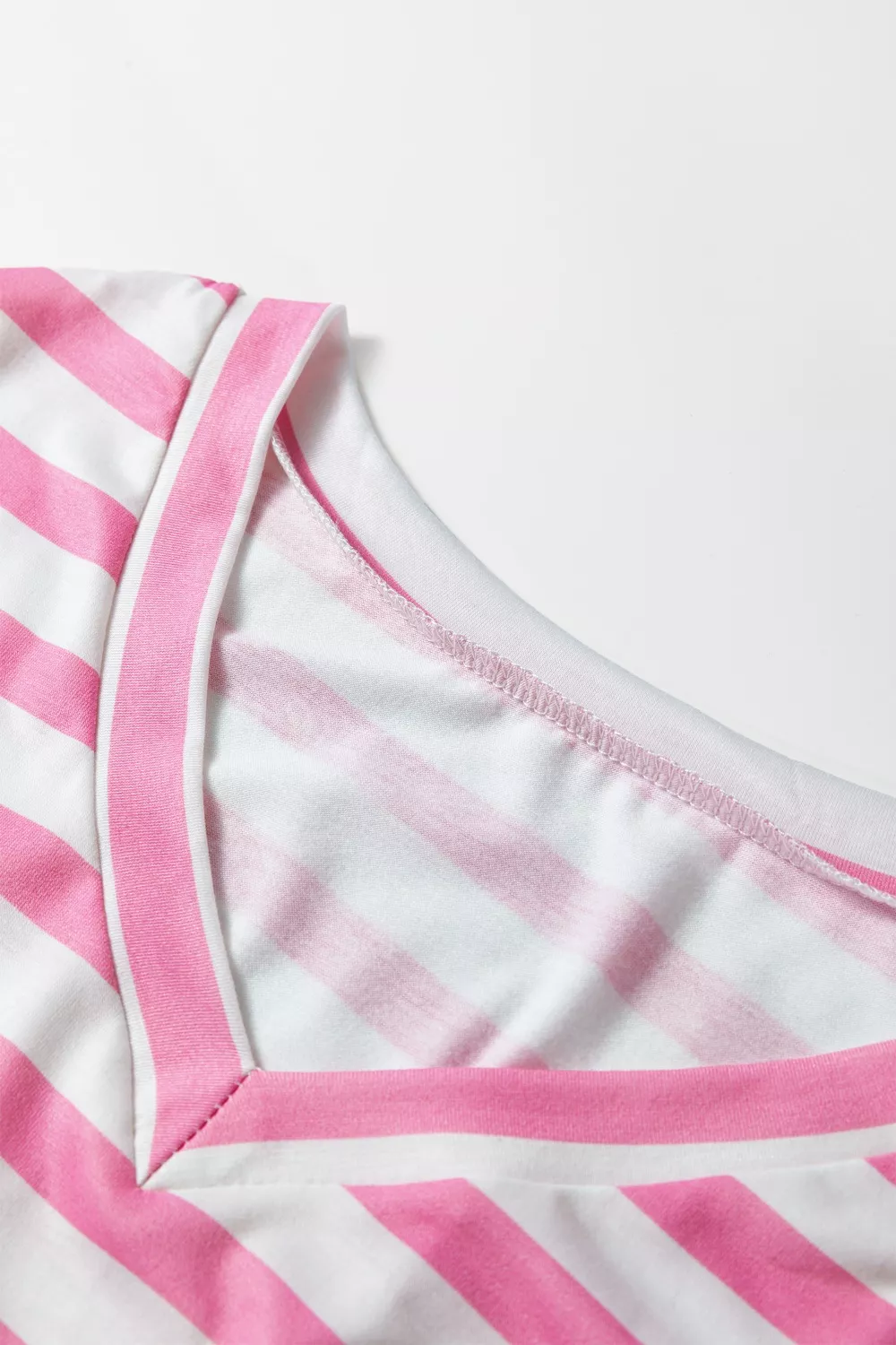 Stripe V Neck Patched Pocket Casual T Shirt, image 2