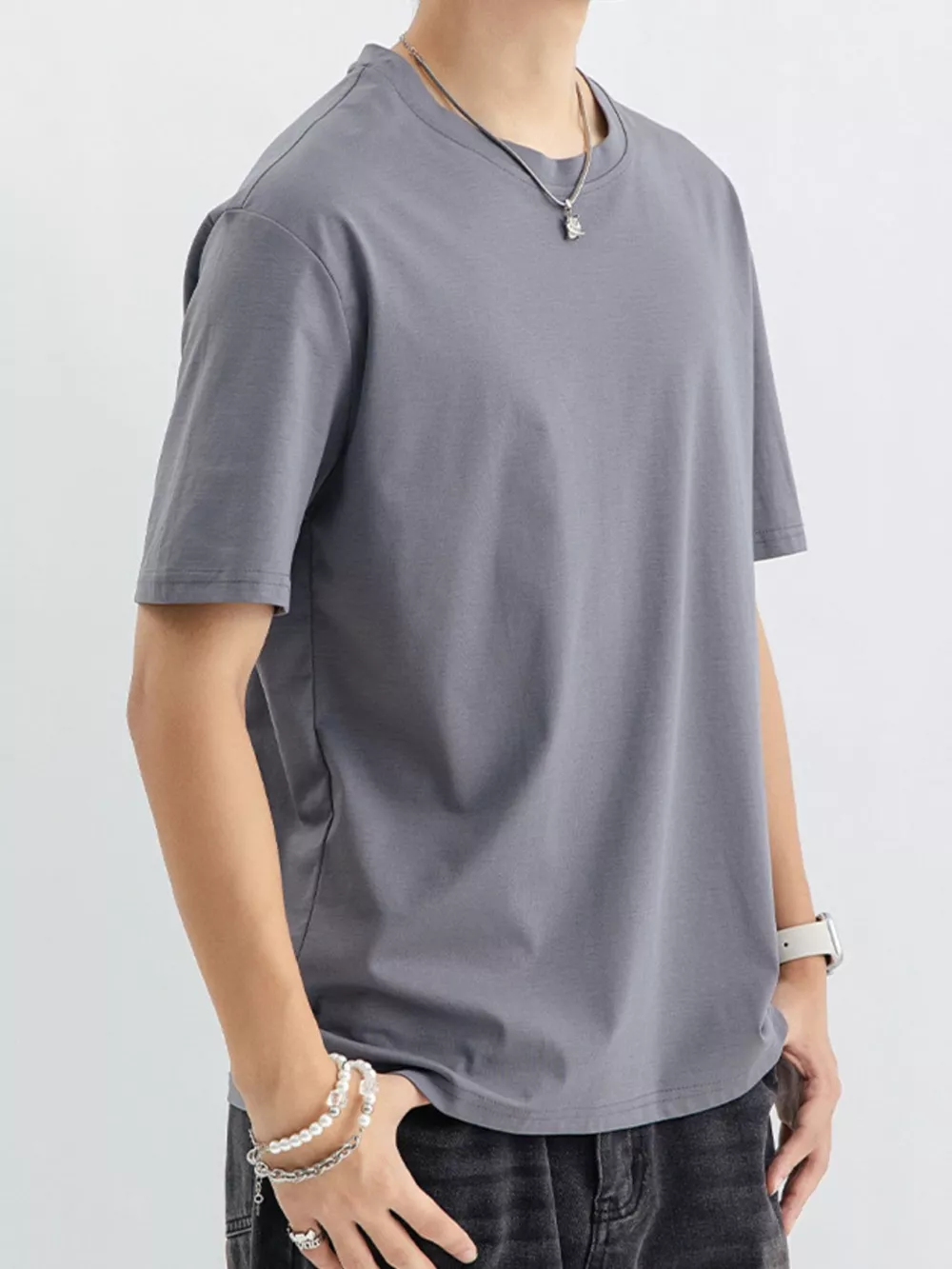 Men's Plus Size Casual Solid Color T-Shirt, image 7