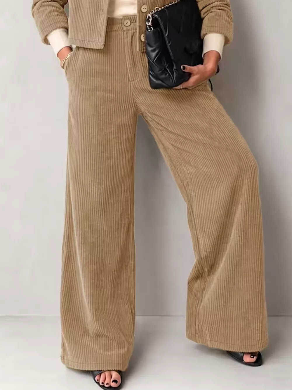 Full Size Corduroy Button-Down Jacket and Wide-Leg Pants Two-Piece Set Plus Size, image 9