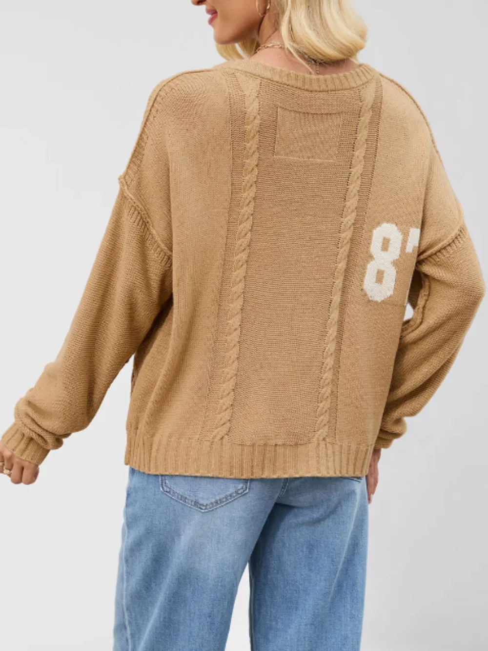 Number 81 Oversized Cable Knit Sweater, image 5