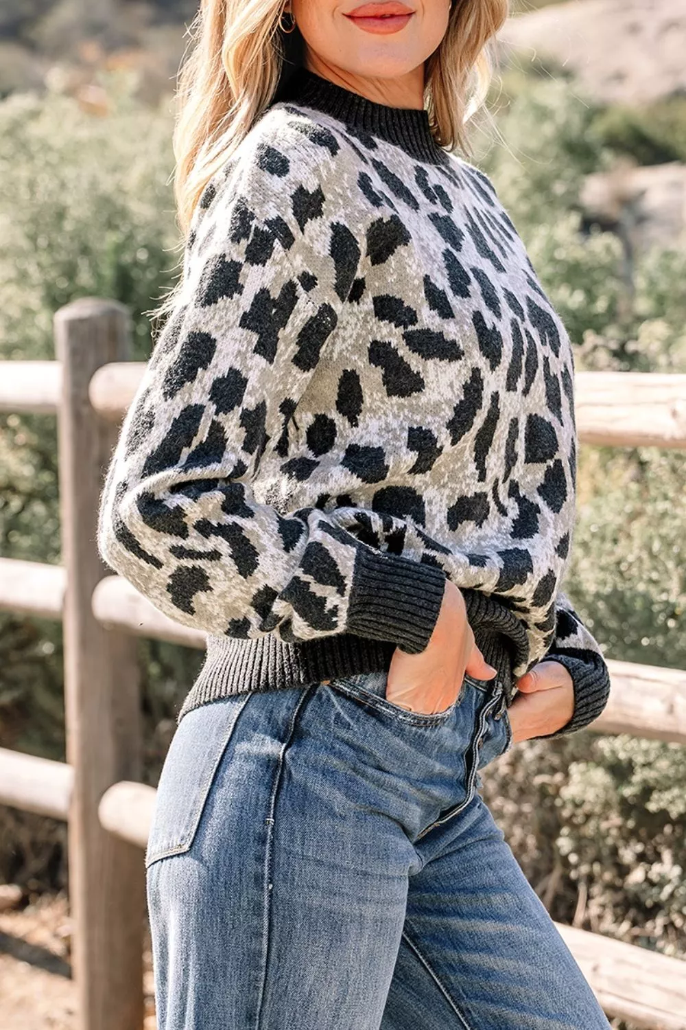 Leopard Drop Shoulder Baggy Sweater, image 5