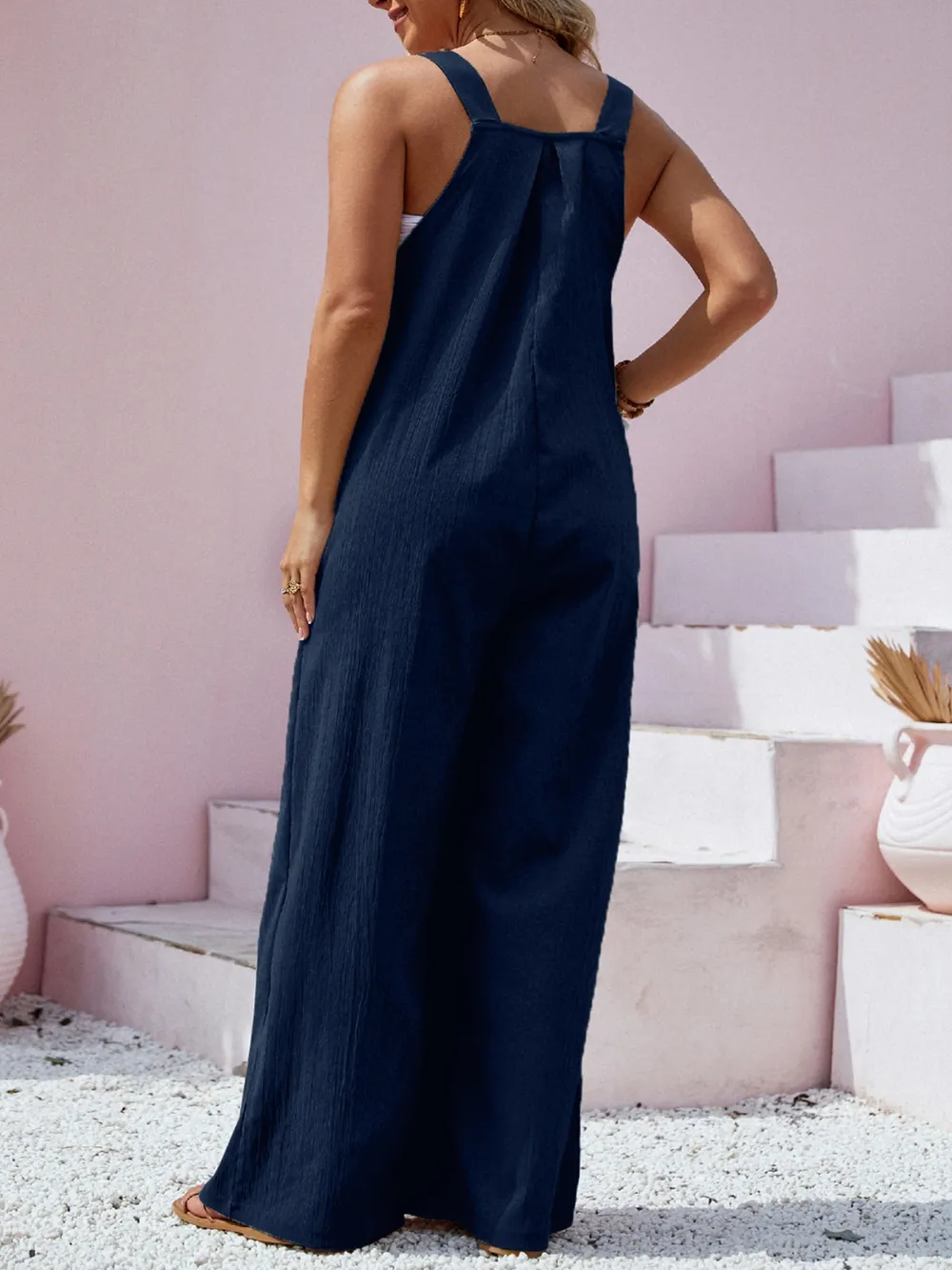 Plus Size Square Neck Wide Leg Overalls, image 5