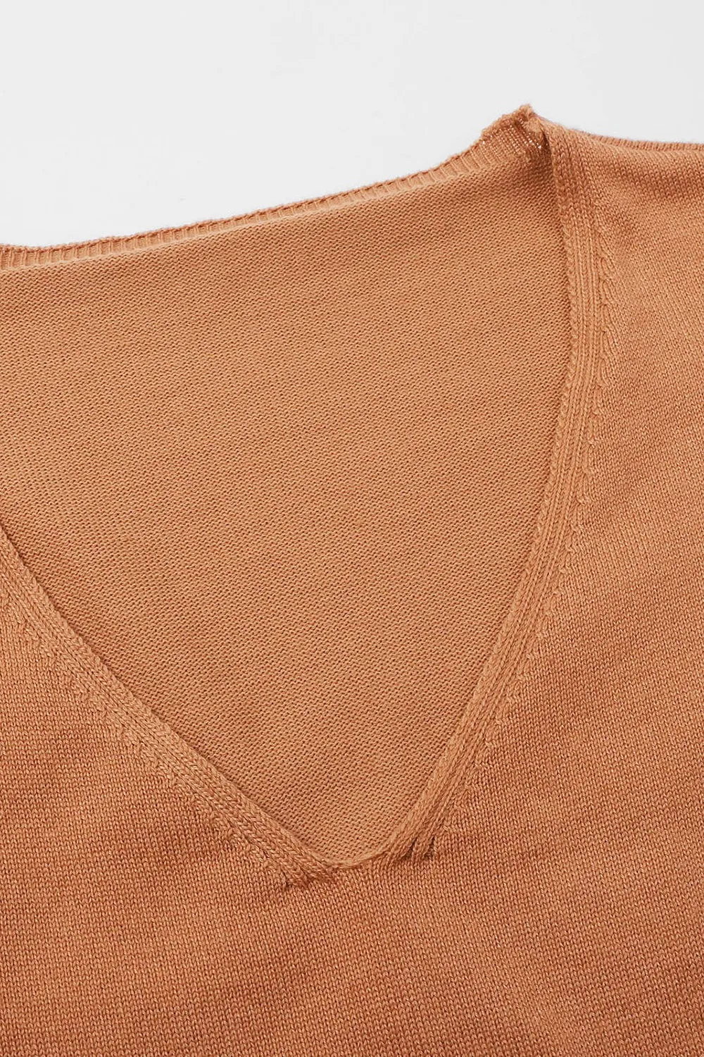 Slit V-Neck Half Sleeve Knit Top, image 4