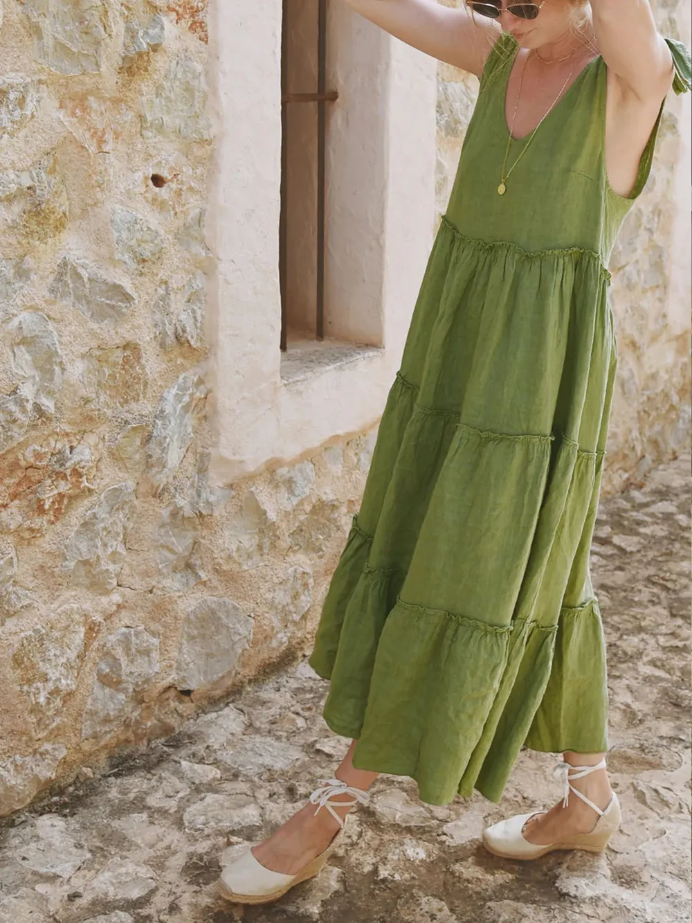 Tiered Frill V-Neck Sleeveless Dress, image 2