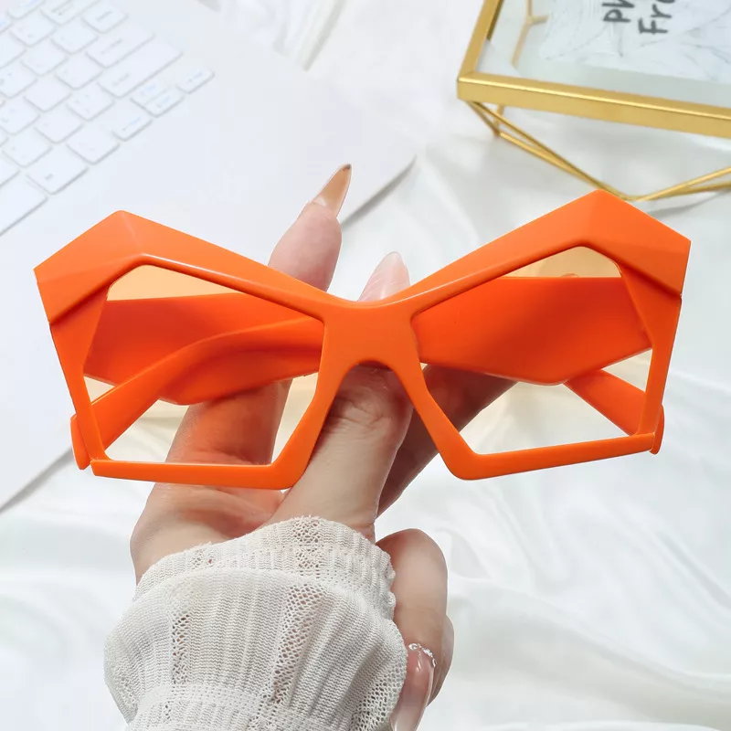 Oversized Geometric Orange Fashion Sunglasses, image 6
