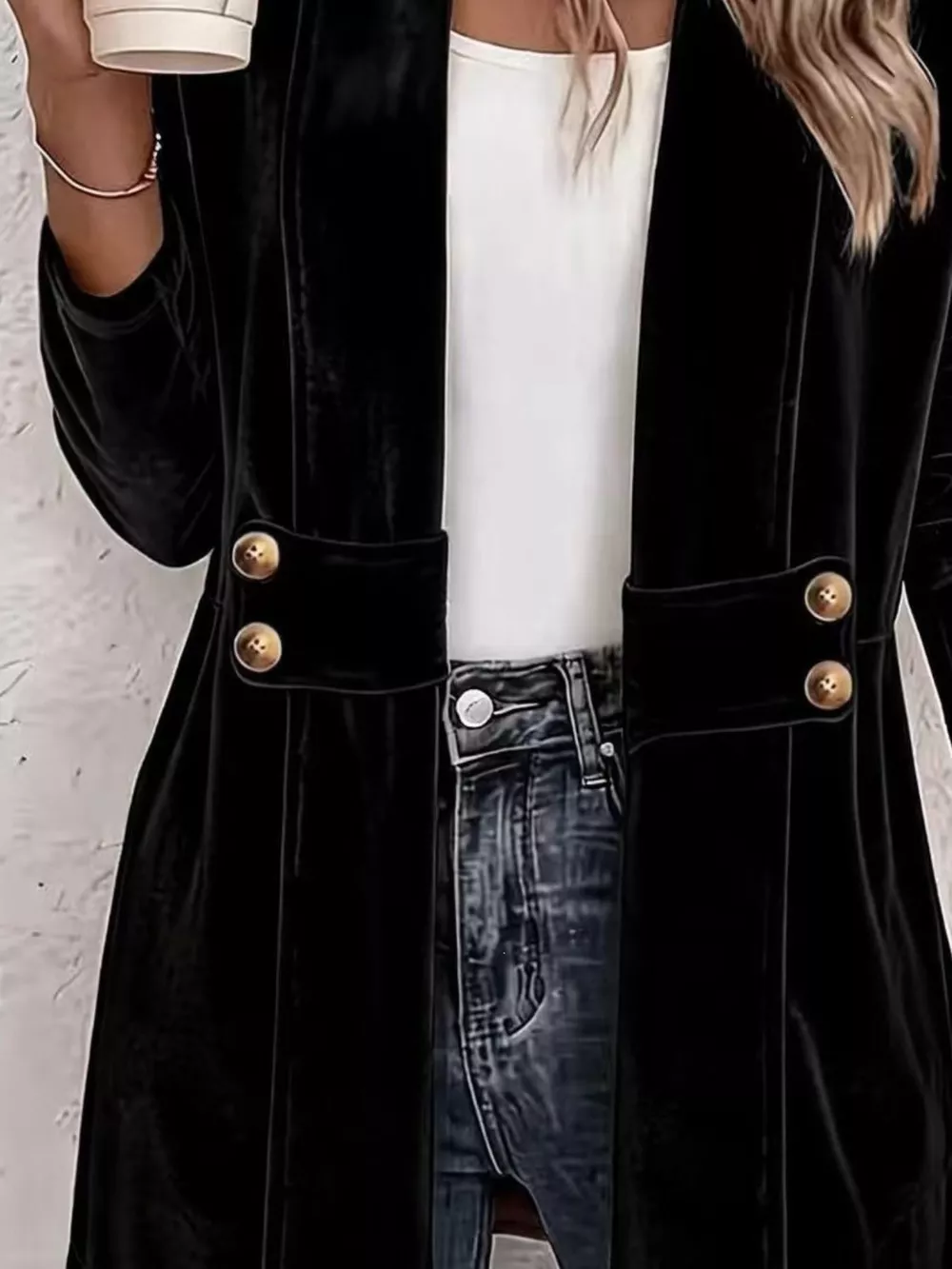 Full Size Velvet Open-Front Cardigan Plus Size, image 10