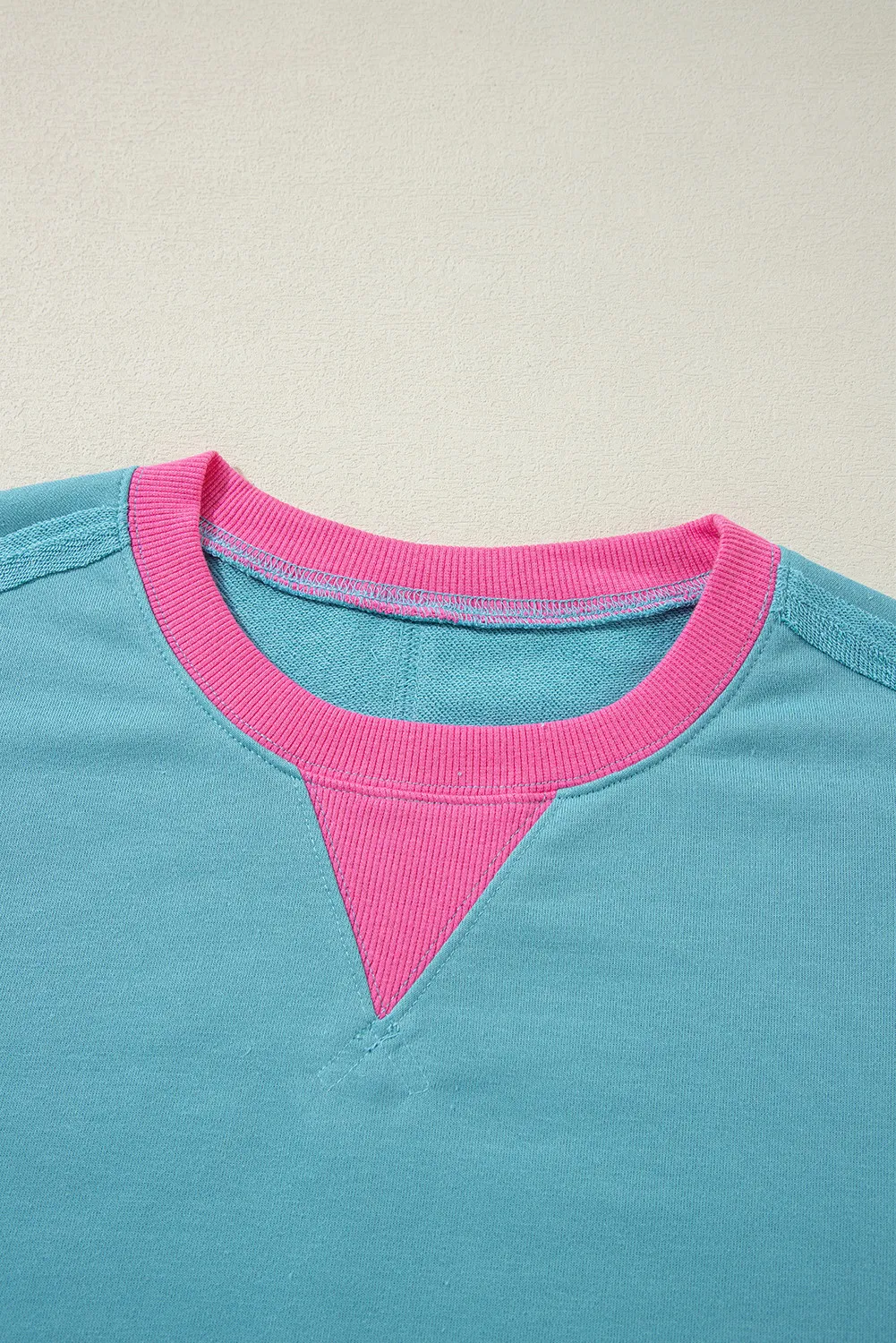 Contrast Round Neck Dropped Shoulder Long Sleeve Sweatshirt, image 3