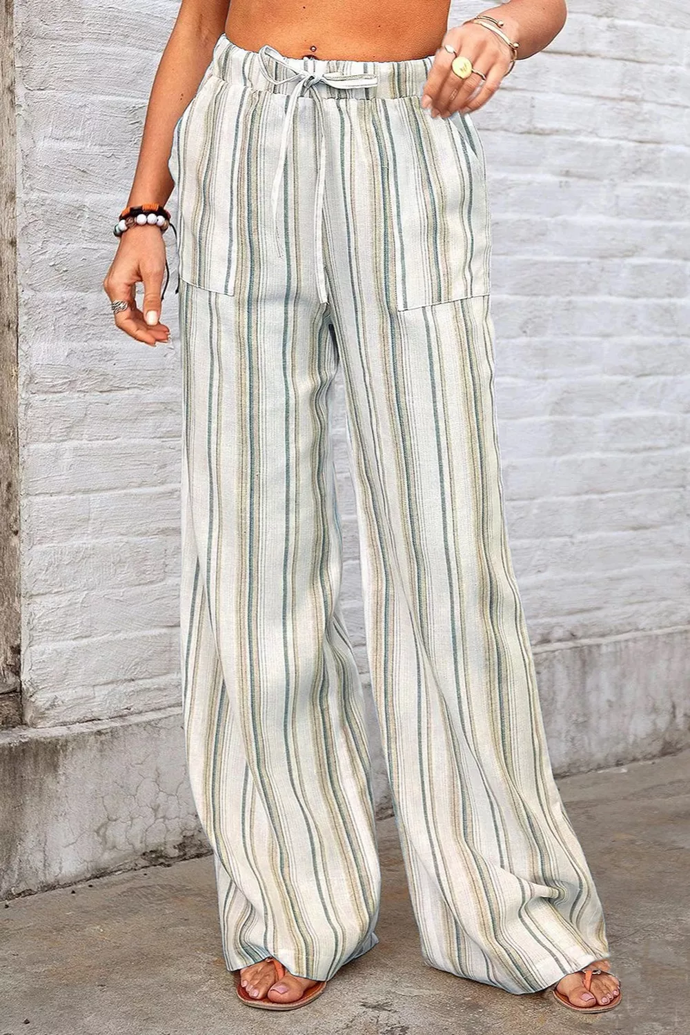 Full Size Striped Wide-Leg Pants Plus Size, image 2