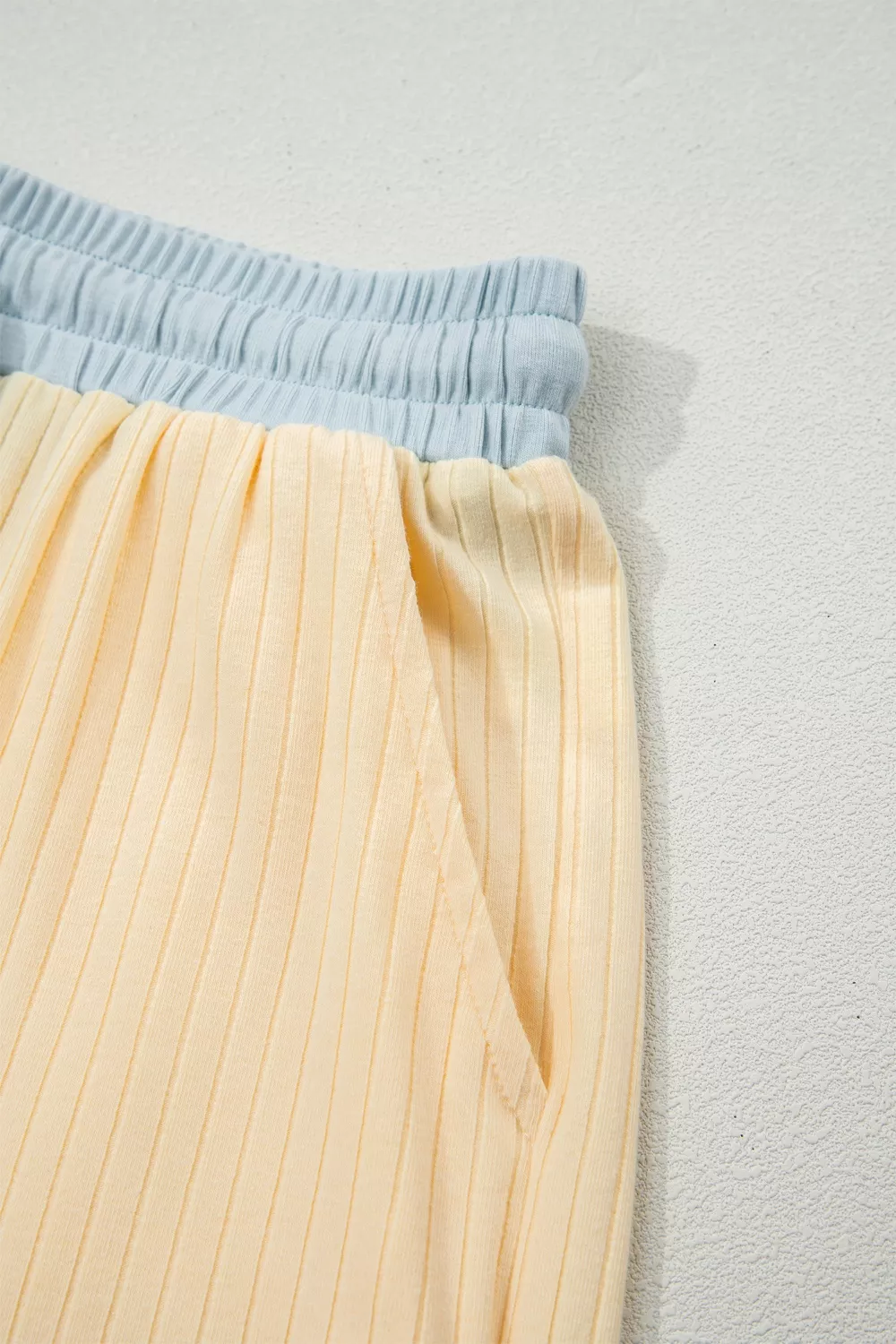 Soft Ribbed Color Block Trim Casual Short Set, image 13