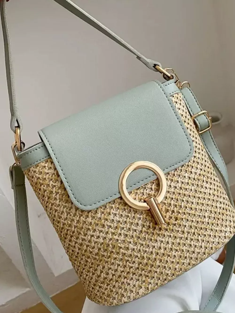 Woven Straw Crossbody Bag, image 2