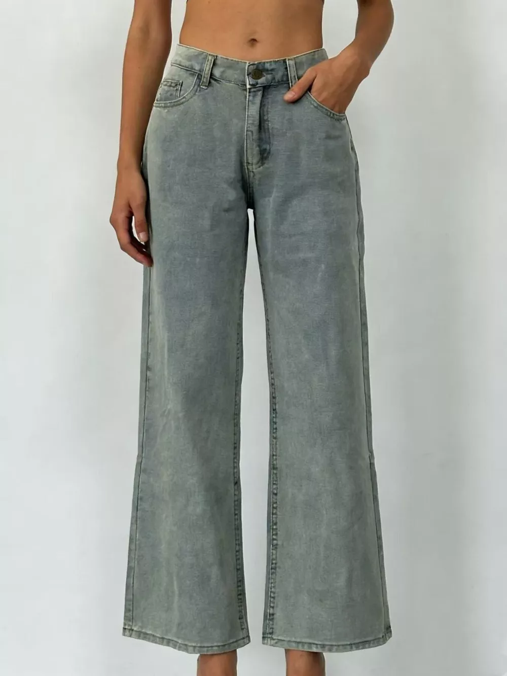 Wide Leg Washed Jeans, image 3
