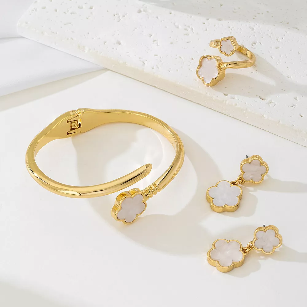 18K Gold-Plated Flower Jewelry Set, image 2