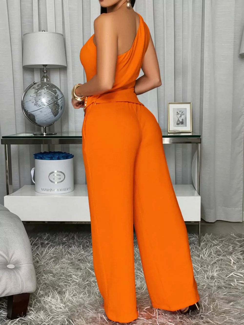 One-Shoulder Top and Wide-Leg Pants Set, image 14