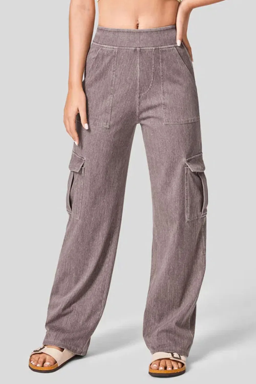 High Waist Straight Leg Cargo Jeans, image 6