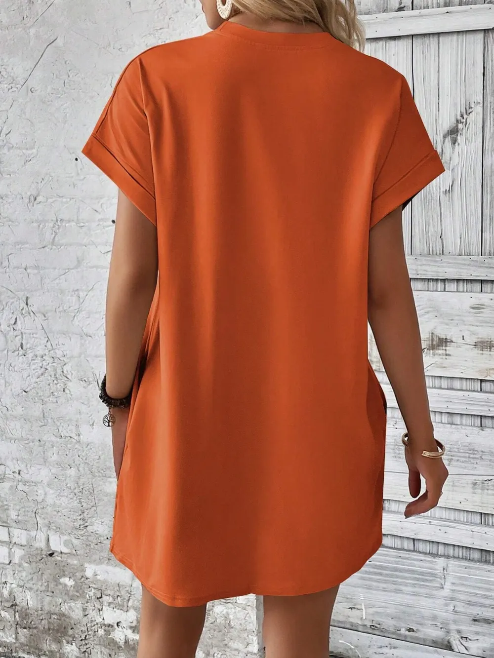 Round Neck Short Sleeve Mini Dress, image 7