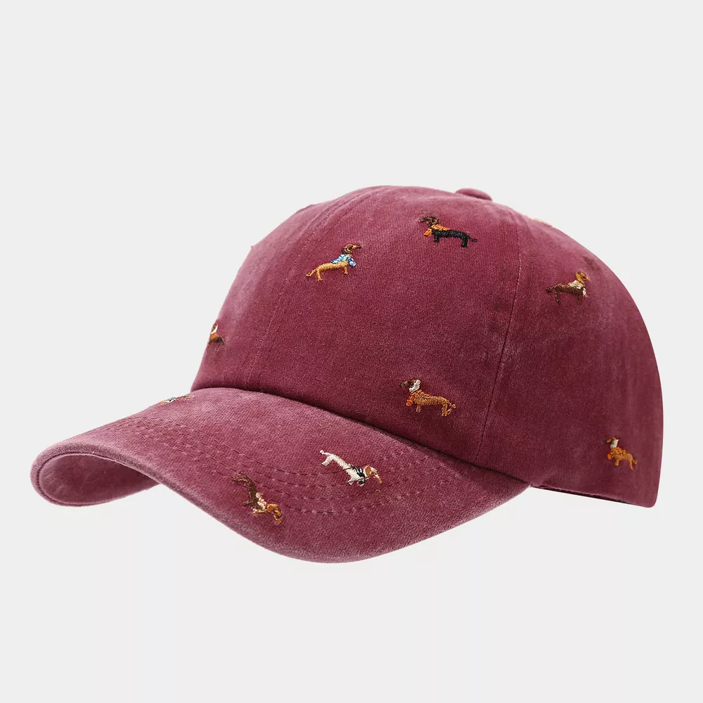 Dog Embroidered Washed Cotton Baseball Cap, image 4