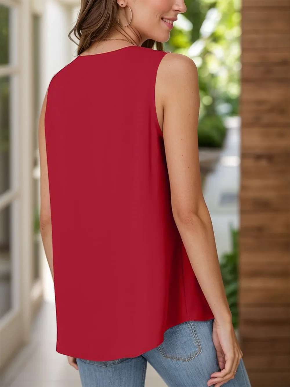 Full Size Ruched V-Neck Tank, image 14