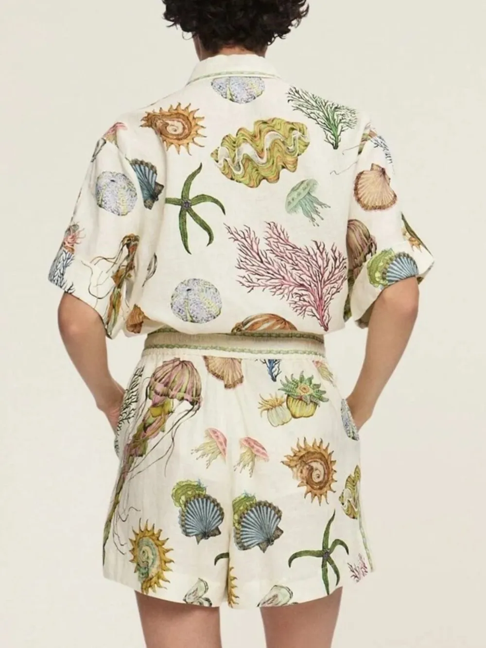 Printed Button Up Shirt and Shorts Set, image 4
