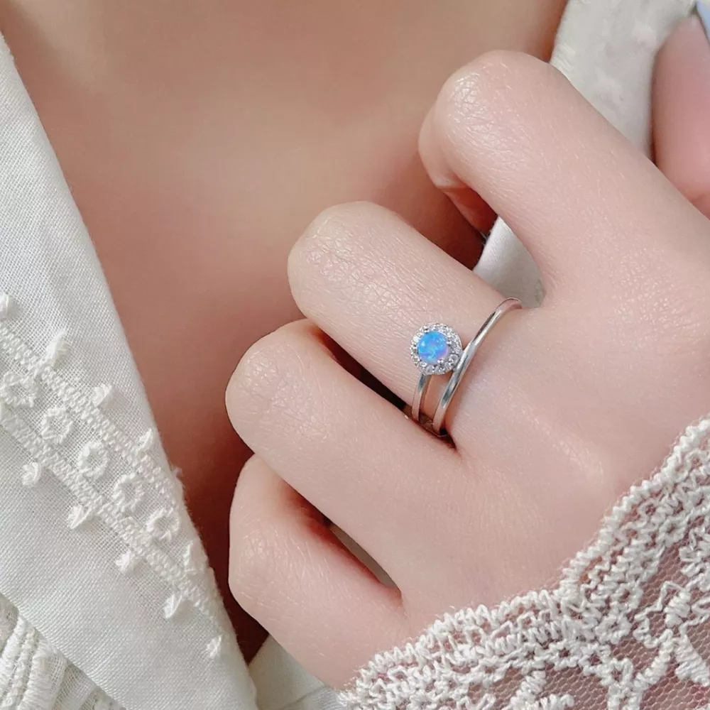 925 Sterling Silver Opal Ring, image 5