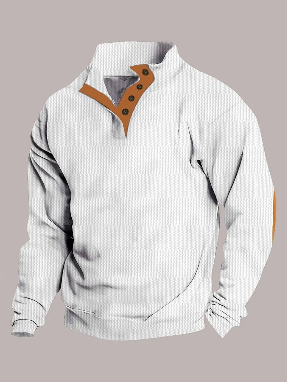 Men's Full Size Button Detail Long Sleeve Sweatshirt Plus Size, image 2