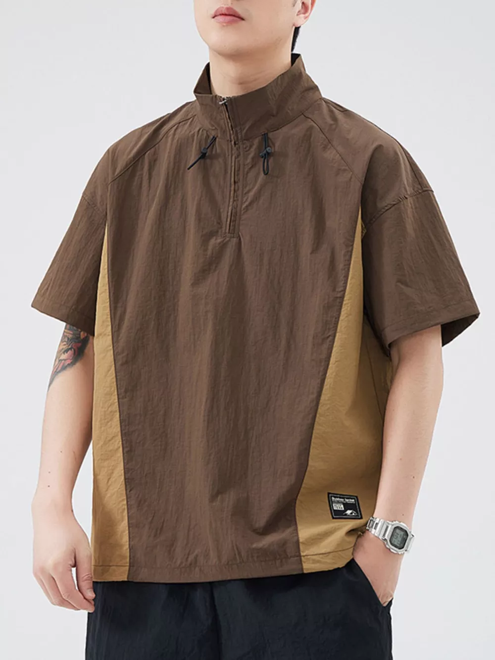 Men's Plus Size Outdoor Color Block Pullover Top, image 2