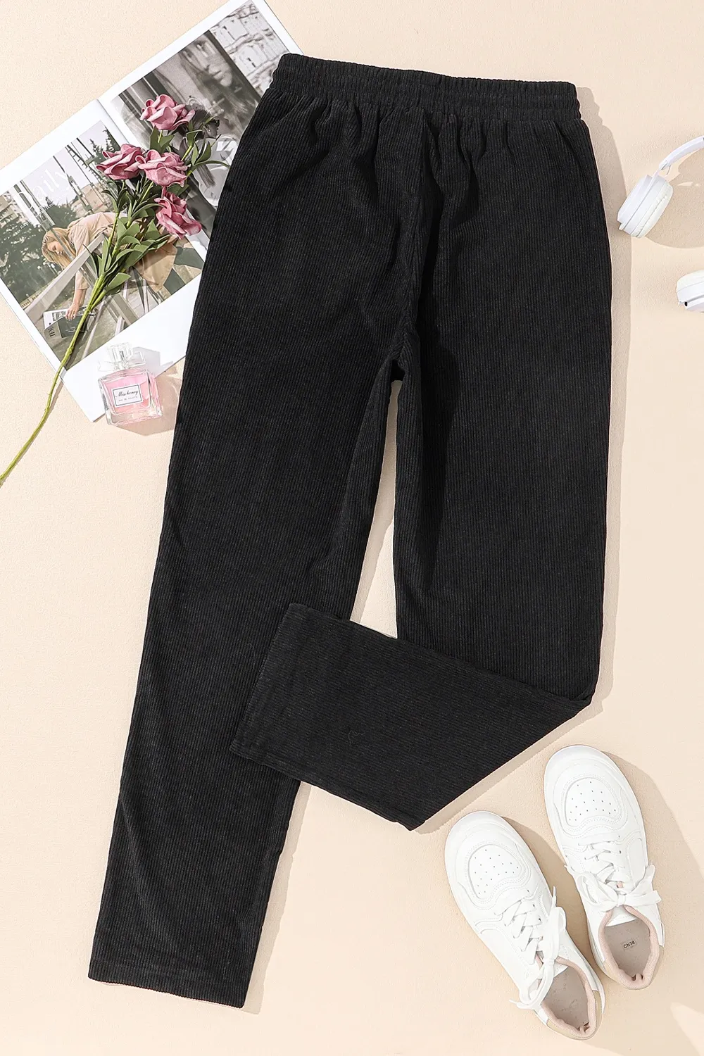 Drawstring Straight Pants with Pockets, image 7