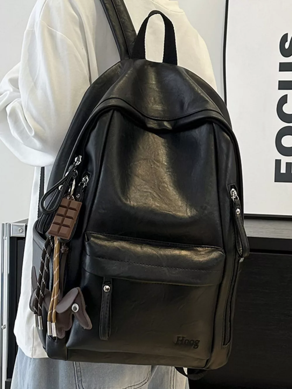 Leather Texture Backpack Bag, image 3