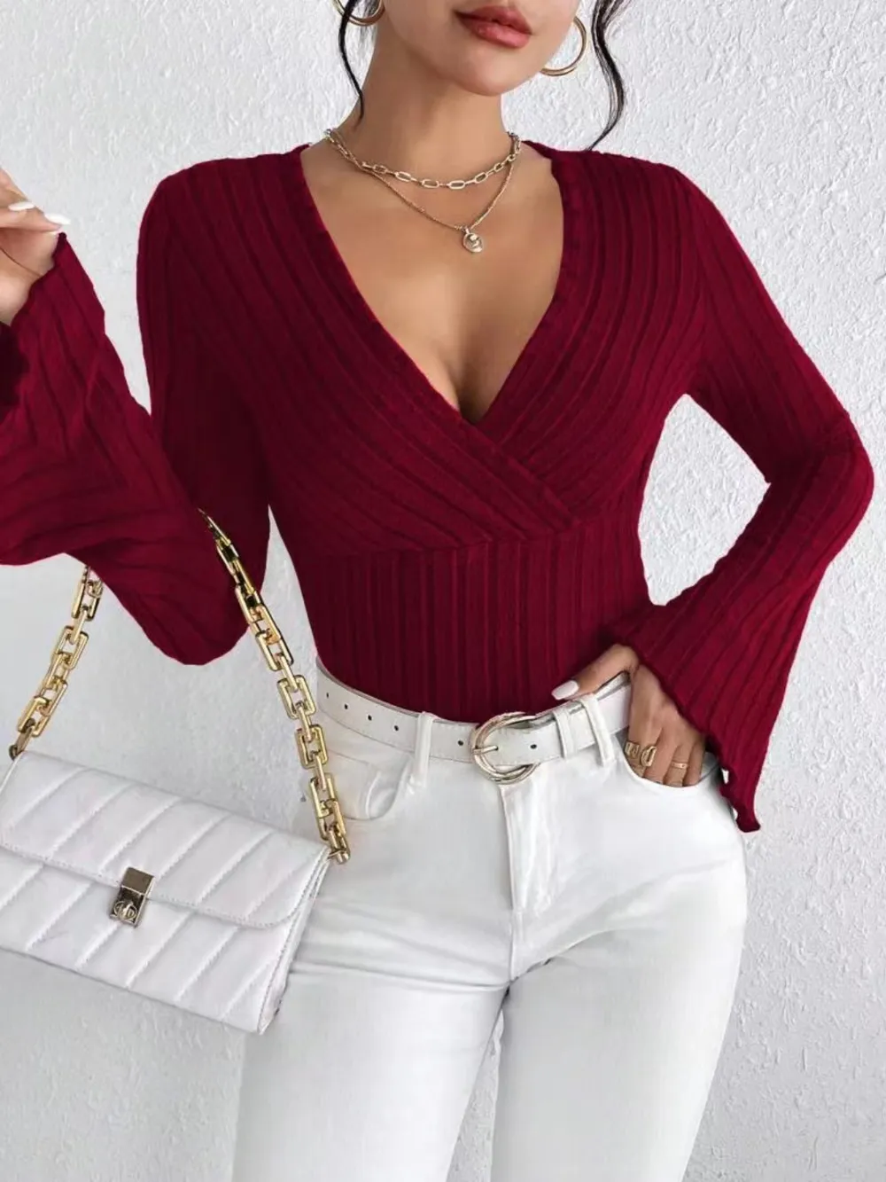 Ribbed Flare Sleeve Top, image 5