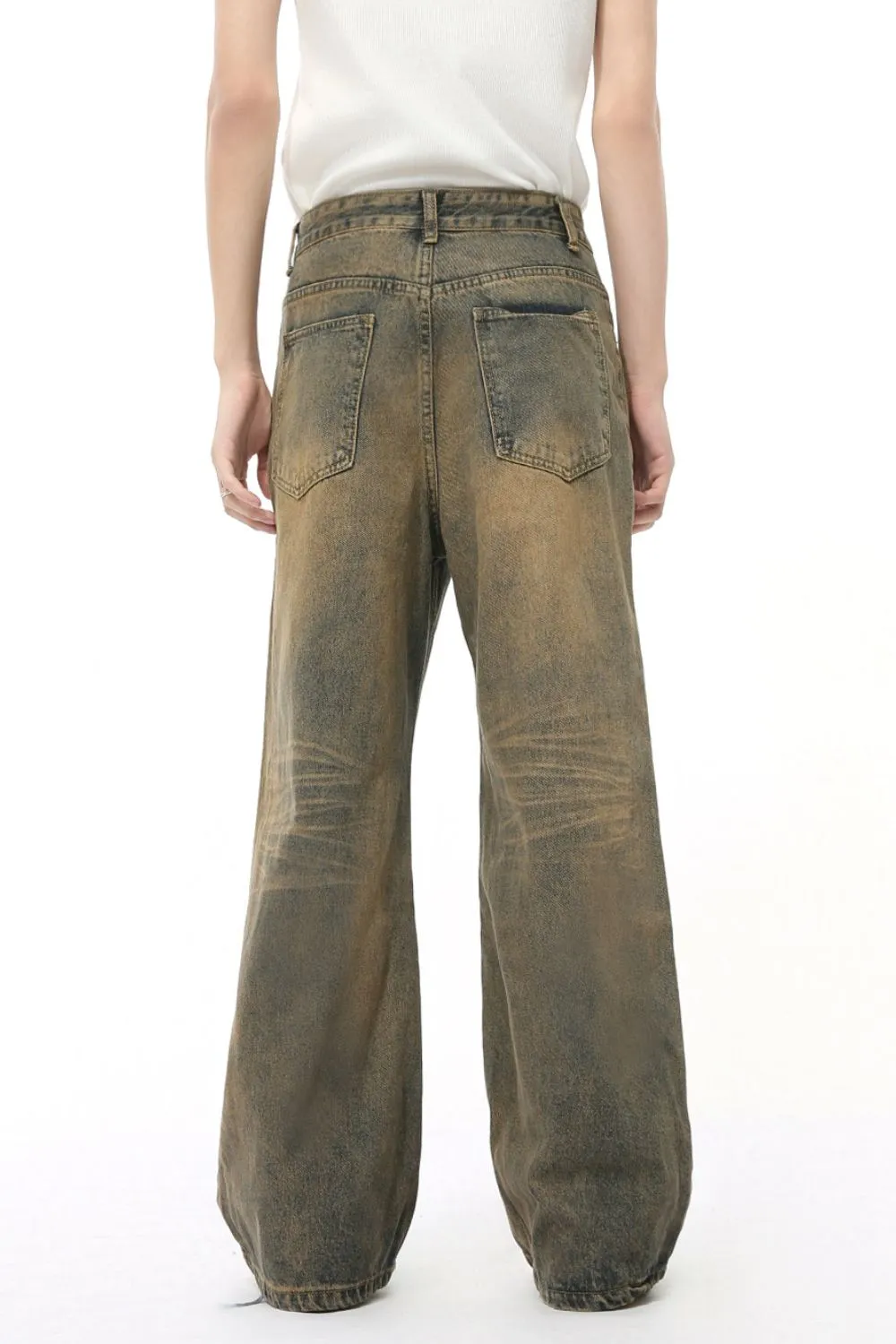 Washed Cat Whisker Straight Leg Jeans, image 7