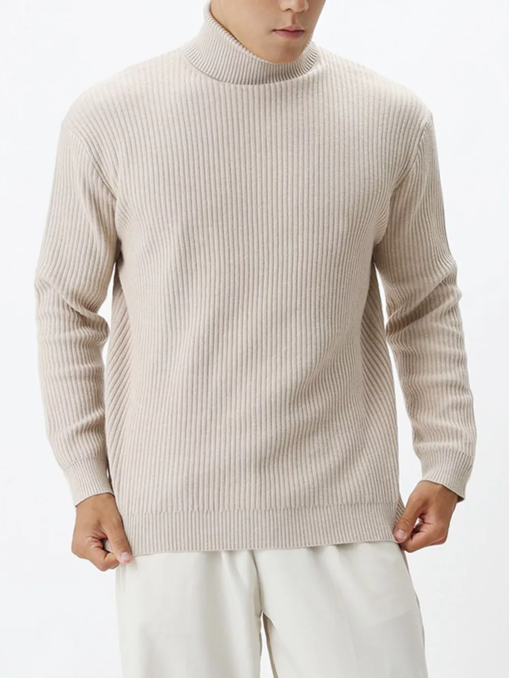 Men's Plus Size Ribbed Knit Turtleneck Sweater