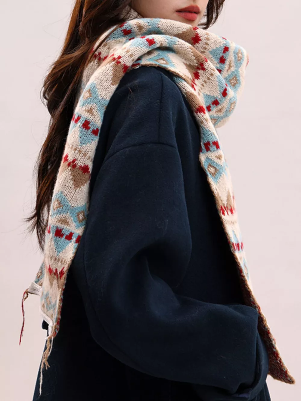 Vintage Geometric Knitted Scarf, image 4
