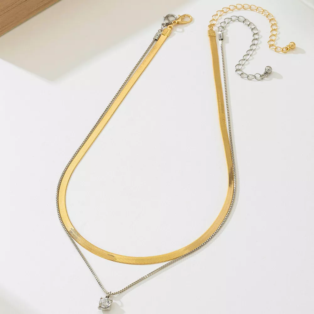 2 Piece Minimalist Design Chain Pendant Necklace, image 3