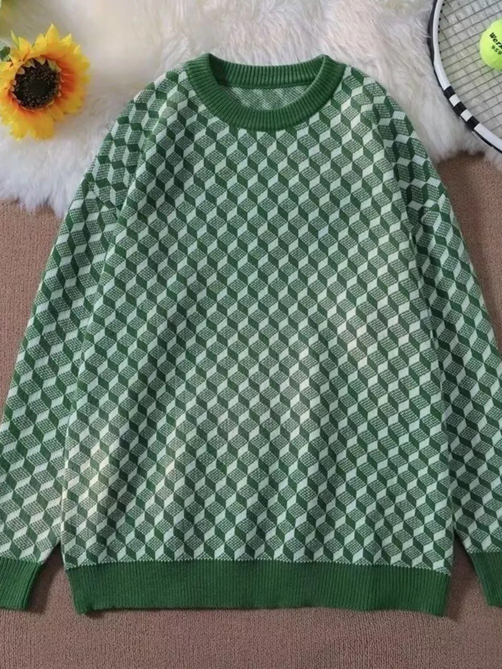 Men's Full Size Round Neck Long Sleeve Sweater Plus Size, image 2