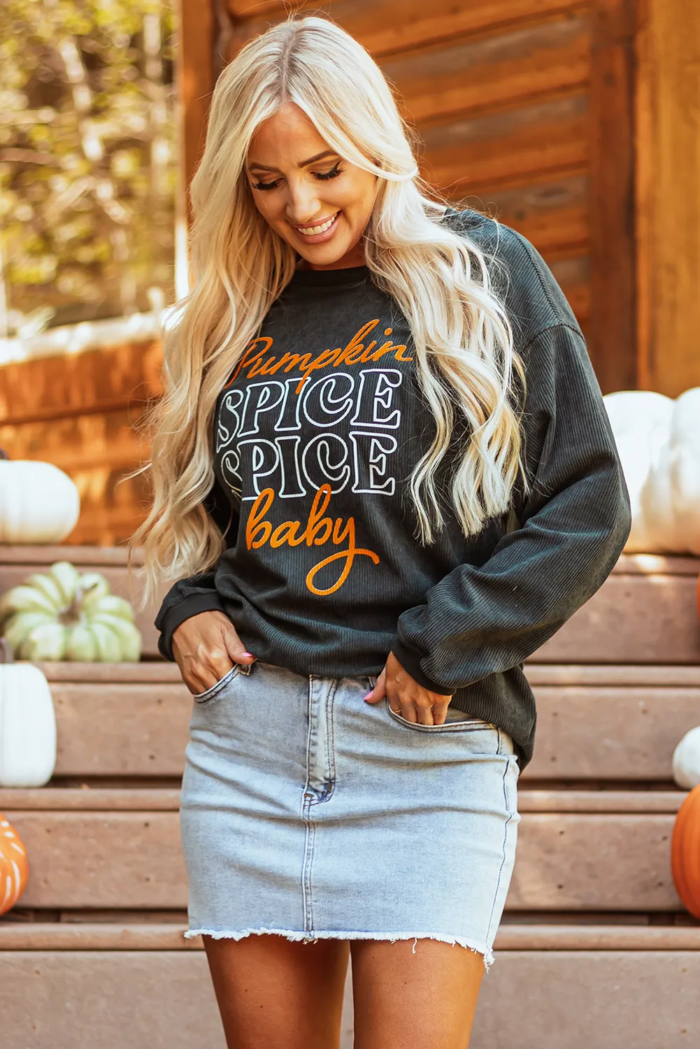 Letter Graphic Round Neck Long Sleeve Sweatshirt, image 3