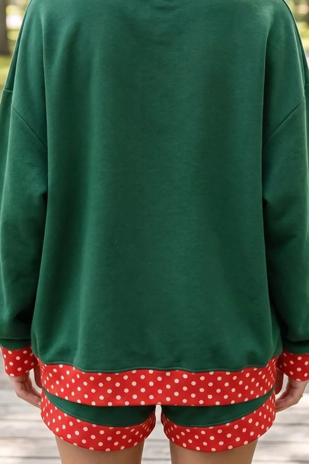 Polka Dot Trim Sweatshirt and Shorts Set, image 7